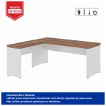 Mesa em L (Mesa 1,50m + Mesa Auxiliar) – S/ Gavetas – WORKSTART – NOGAL SEVILHA/BRANCO – 34323 - Imagem 4