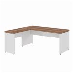 Mesa em L (Mesa 1,70m + Mesa Auxiliar) – S/ Gavetas – WORKSTART – NOGAL SEVILHA/BRANCO – 34325