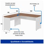 Mesa em L (Mesa 1,50m + Mesa Auxiliar) – C/ Gavetas – WORKSTART – NOGAL SEVILHA/BRANCO – 34324 - Imagem 2