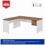 Mesa em L (Mesa 1,70m + Mesa Auxiliar) – C/ Gavetas – WORKSTART – NOGAL SEVILHA/BRANCO – 34326 - Imagem 2