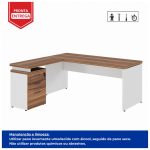Mesa Escritório em “L” c/ Gavetão na Auxiliar 1,70×1,50m – WORK START – NOGAL SEVILHA/BRANCO – 34328 - Imagem 3