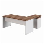 Mesa Escritório em “L” c/ Gavetão na Auxiliar 1,70×1,50m – WORK START – NOGAL SEVILHA/BRANCO – 34328 - Imagem 5