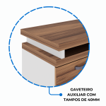 Mesa Escritório em “L” c/ Gavetão na Auxiliar 1,50×1,50m – WORK START – NOGAL SEVILHA/BRANCO – 34327 - Imagem 6