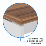 Mesa Escritório em “L” c/ Gavetão na Auxiliar 1,50×1,50m – WORK START – NOGAL SEVILHA/BRANCO – 34327 - Imagem 5