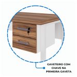 Mesa em L PÉ QUADRO (Mesa 1,50m + Mesa Auxiliar) – C/ Gavetas – WORKSTART – NOGAL SEVILHA/BRANCO – 34330 - Imagem 6
