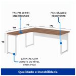 Mesa em L PÉ QUADRO (Mesa 1,70m + Mesa Auxiliar) – S/ Gavetas – WORKSTART – NOGAL SEVILHA/BRANCO – 34331 - Imagem 2