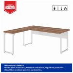 Mesa em L PÉ QUADRO (Mesa 1,70m + Mesa Auxiliar) – S/ Gavetas – WORKSTART – NOGAL SEVILHA/BRANCO – 34331 - Imagem 4