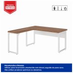 Mesa em L PÉ QUADRO (Mesa 1,50m + Mesa Auxiliar) – S/ Gavetas – WORKSTART – NOGAL SEVILHA/BRANCO – 34329 - Imagem 3