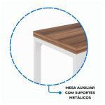 Mesa em L PÉ QUADRO (Mesa 1,50m + Mesa Auxiliar) – S/ Gavetas – WORKSTART – NOGAL SEVILHA/BRANCO – 34329 - Imagem 5