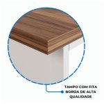 Mesa em L PÉ QUADRO (Mesa 1,50m + Mesa Auxiliar) – S/ Gavetas – WORKSTART – NOGAL SEVILHA/BRANCO – 34329 - Imagem 6