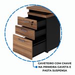 Mesa Escritório em “L” c/ Gaveteiro 1,70×1,60m NOGAL SEVILHA/PRETO – 24481 - Imagem 6