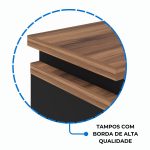 Mesa Escritório em “L” c/ Gaveteiro 1,50×1,50m NOGAL SEVILHA/PRETO – 24480 - Imagem 4