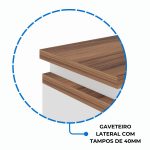 Mesa Escritório em “L” c/ Gaveteiro 1,50×1,50m NOGAL SEVILHA/BRANCO – 34339 - Imagem 5
