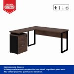 Mesa Escritório em “L” c/ Gaveteiro 1,70×1,90m MARSALA/PRETO – 34441 - Imagem 4