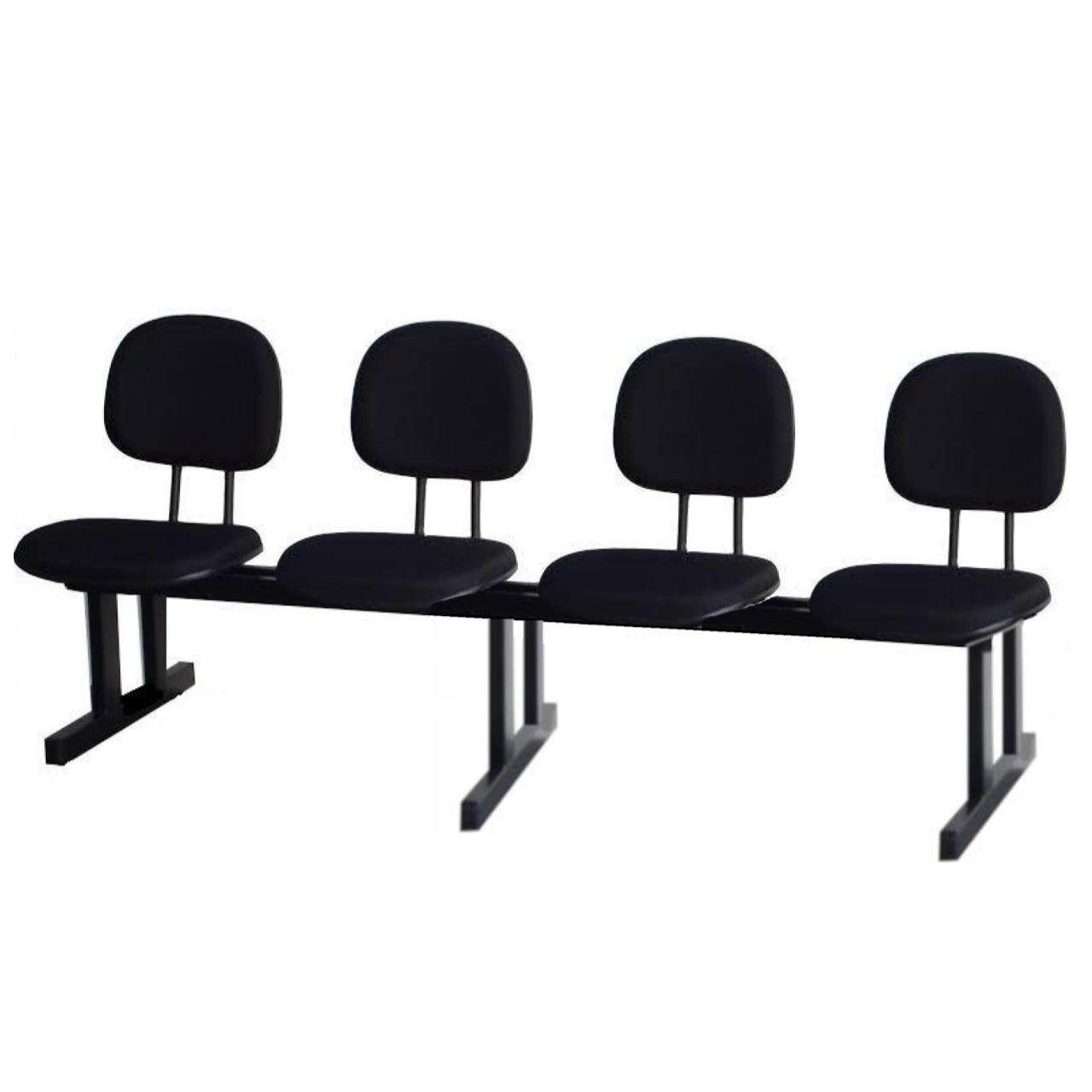 15312494730-long-sec-04-lug.jpg Longarina para Recepção SECRETÁRIA 04 Lugares – Corino PRETO – Pollo Móveis – 34120 - Imagem 1