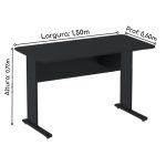 Mesa Escritório 1,50×0,60m 15MM – S/GAVETAS – PRETO / PRETO – JOB – 23333 - Imagem 3