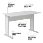Mesa Escritório 1,20×0,60m – Com Gavetas –  MAXXI – CINZA/CINZA – 53084 - Imagem 3