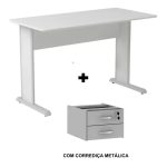 Mesa Escritório 1,20×0,60m – Com Gavetas –  MAXXI – CINZA/CINZA – 53084
