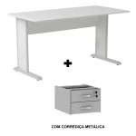 Mesa Escritório 1,50×0,60m com GAVETAS – MAXXI – CINZA/CINZA – 53082