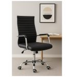 Cadeira de Escritório PRESIDENTE LONDON Giratória – Base Cromada – COR PRETO – 31089 - Imagem 5