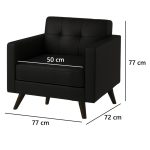 Poltrona para Escritório ROMA 01 Lugar – Corino – Cor Preto – 60040 - Imagem 6