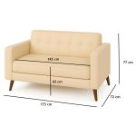 Poltrona para Escritório ROMA 03 Lugar – Corino – Cor AREIA – 60063 - Imagem 6