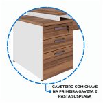 Mesa PEDESTAL RETA (03 Gav.) – 1,92X0,70m – WORKSTART – NOGAL SEVILHA/BRANCO- 34405 - Imagem 7