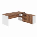 Mesa Diretorzinha c/ Aparador – Pé de MADEIRA – 1,90×1,50m – WORKSTART – NOGAL SEVILHA / BRANCO – 34426 - Imagem 2