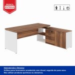 Mesa Diretorzinha c/ Aparador – Pé de MADEIRA – 1,90×1,50m – WORKSTART – NOGAL SEVILHA / BRANCO – 34426 - Imagem 8