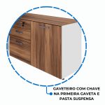 Mesa Diretorzinha c/ Aparador – Pé de MADEIRA – 1,90×1,50m – WORKSTART – NOGAL SEVILHA / BRANCO – 34426 - Imagem 6