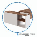 Mesa Diretorzinha c/ Aparador – Pé de MADEIRA – 1,90×1,50m – WORKSTART – NOGAL SEVILHA / BRANCO – 34426 - Imagem 5
