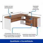 Mesa Diretorzinha c/ Aparador – Pé de MADEIRA – 1,90×1,50m – WORKSTART – NOGAL SEVILHA / BRANCO – 34426 - Imagem 9
