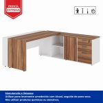 Mesa Escritório PRESIDENTE c/ Armário Pedestal – 1,82×1,80m – NOGAL SEVILHA/BRANCO – 34602 - Imagem 5