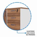 Mesa Escritório PRESIDENTE c/ Armário Pedestal – 1,82×1,80m – NOGAL SEVILHA/BRANCO – 34602 - Imagem 7