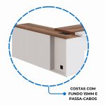 Mesa Escritório PRESIDENTE c/ Armário Pedestal – 1,82×1,80m – NOGAL SEVILHA/BRANCO – 34602 - Imagem 8