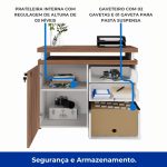 Armário Baixo 03 Gavetas e Porta (MISTO) – NOGAL SEVILHA/BRANCO – 34422 - Imagem 2