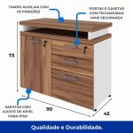 Armário Baixo 03 Gavetas e Porta (MISTO) – NOGAL SEVILHA/BRANCO – 34422 - Imagem 8