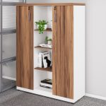 Armário Alto Credenza com Nicho – 1,61×1,20×0,45m – NOGAL SEVILHA/BRANCO- 34415 - Imagem 2