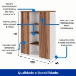 Armário Alto Credenza com Nicho – 1,61×1,20×0,45m – NOGAL SEVILHA/BRANCO- 34415 - Imagem 7