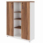 Armário Alto Credenza com Nicho – 1,61×1,20×0,45m – NOGAL SEVILHA/BRANCO- 34415