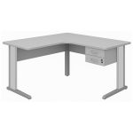 Estação de Trabalho 1,40×1,40m com 02 Gavetas – MAXXI – CINZA / CINZA – 43020