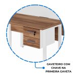 Estação de Trabalho Dupla 1,20×1,35m c/ 02 Gavetas c/ ponto de tomada PÉ QUADRO – Cor Nogal Sevilha/Branco – 34423 - Imagem 8