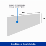 Estação de Trabalho Dupla 1,20×1,35m 02 Lugares c/ Gavetas c/ ponto de tomada PÉ PAINEL – Nogal Sevilha/Branco – 34427 - Imagem 6