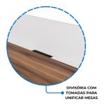 Estação de Trabalho Dupla 1,20×1,35m 02 Lugares sem Gavetas c/ ponto de tomada PÉ PAINEL – Nogal Sevilha/Branco – 34428 - Imagem 4