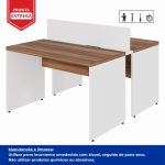 Estação de Trabalho Dupla 1,20×1,35m 02 Lugares sem Gavetas c/ ponto de tomada PÉ PAINEL – Nogal Sevilha/Branco – 34428 - Imagem 7