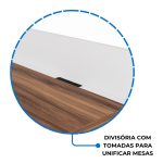 Estação de Trabalho Dupla 1,20×1,35m 02 Lugares sem Gavetas c/ ponto de tomada PÉ PAINEL – Nogal Sevilha/Branco – 34428 - Imagem 10