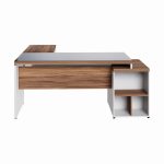 Mesa para Escritório em “L” com VIDRO FUMÊ – 1,92X1,60M NOGAL SEVILHA/BRANCO – 34432 - Imagem 9