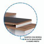 Mesa para Escritório em “L” com VIDRO FUMÊ – 1,92X1,60M NOGAL SEVILHA/BRANCO – 34432 - Imagem 6