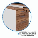 Mesa para Escritório em “L” com VIDRO FUMÊ – 1,92X1,60M NOGAL SEVILHA/BRANCO – 34432 - Imagem 5