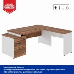 Mesa para Escritório em “L” com Gavetão – 1,92X1,60m -NOGAL SEVILHA/BRANCO – 34431 - Imagem 3